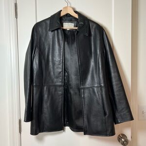 Sonoma 90s/Y2K 100% Soft Lambskin Black Leather Zip-Up Jacket - Midi Trench 🐑🖤